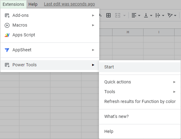 Open the add-on using the menu in Google Sheets.