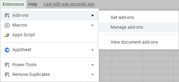 How to uninstall add ons from Google Sheets Docs