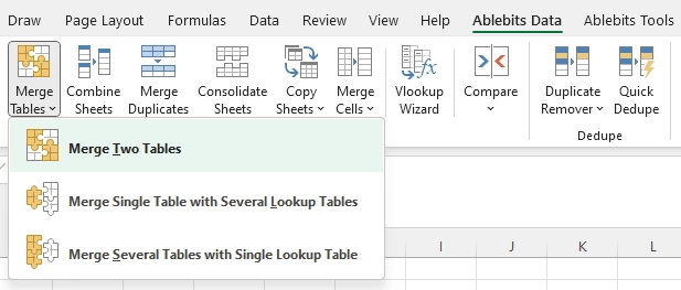 Merge Two Tables in Excel.