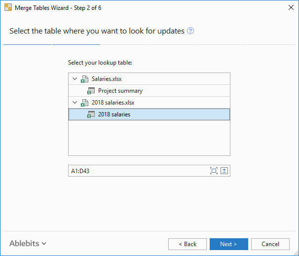 Choose the lookup table.