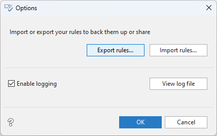 The Export rules button