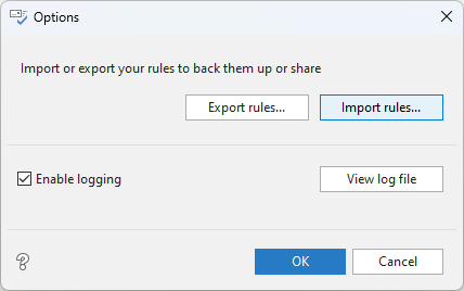 The Import rules button
