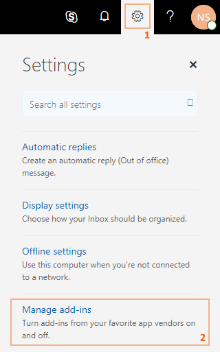 Manage add-ins in Outlook online.