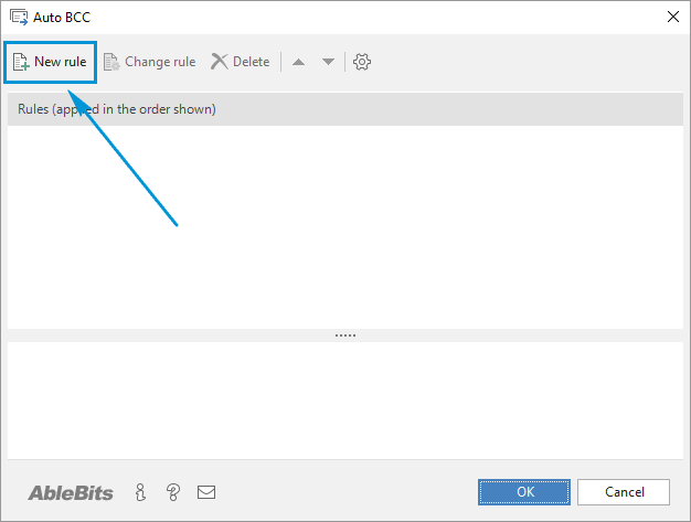 Click the New Rule button to create BCC rule in Outlook.