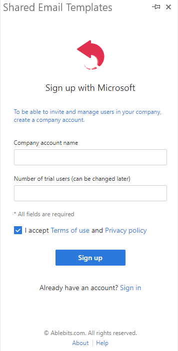 A sign-up form