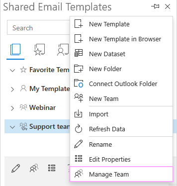 Click the three dots and select Manage Team.