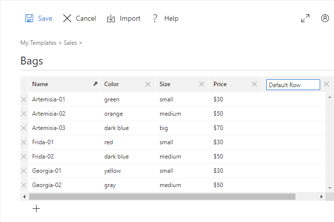 The Default Row column