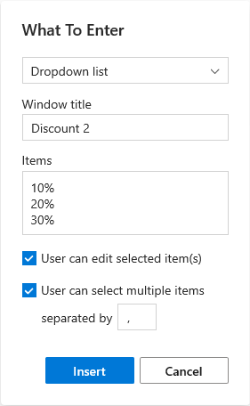 Dropdown list. Dropdown list.