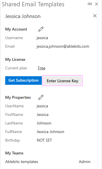 Click Enter License Key.
