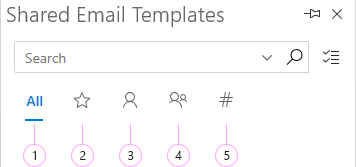The Shared Email Templates toolbar. The Shared Email Templates toolbar.