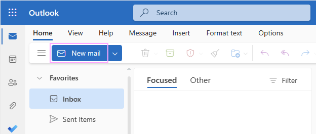 The New mail button in Outlook Online