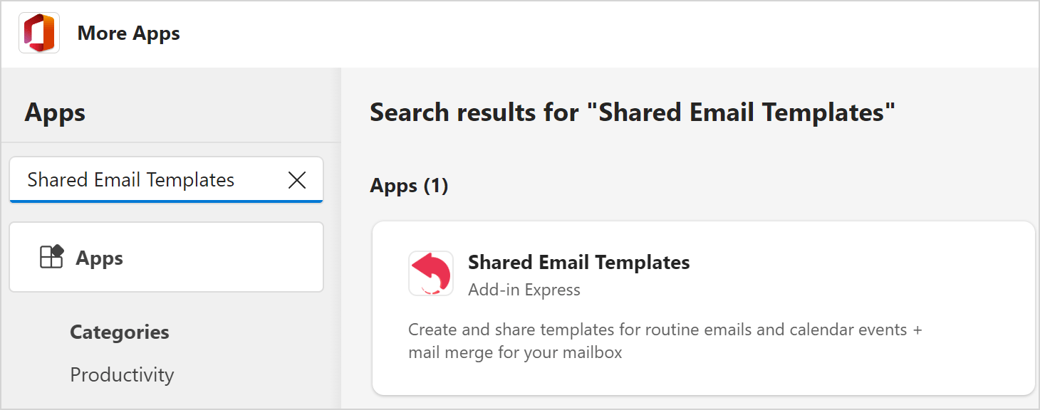 Shared Email Templates in search results