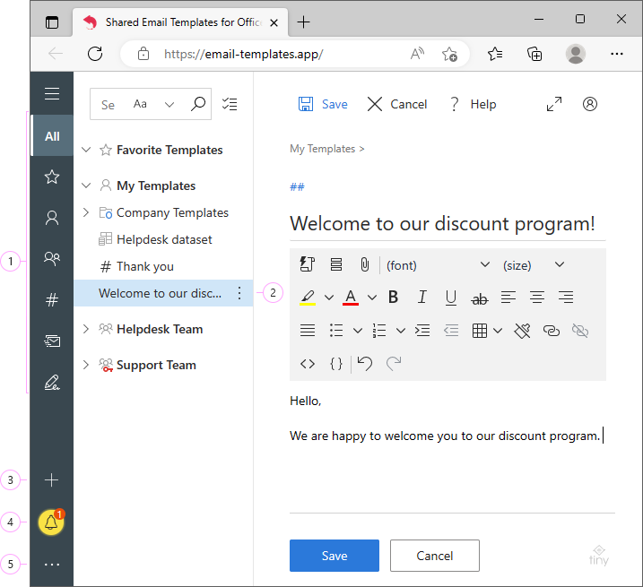 Shared Email Templates in your browser