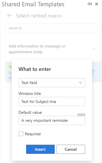 Select the macro to be nested.