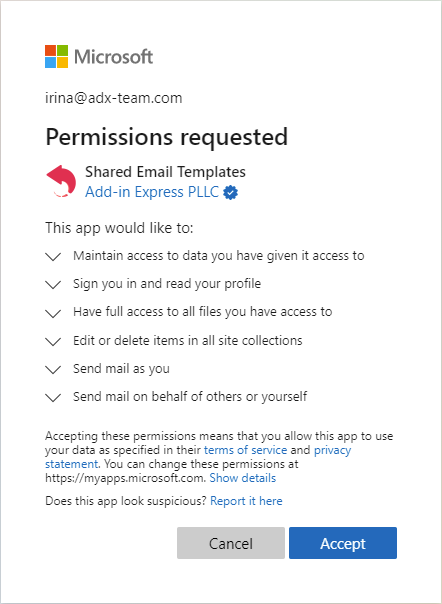 Required permissions.