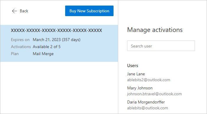 Manage subscription keys and activations.