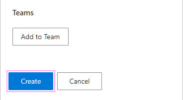 The Create button is at the bottom of the form.