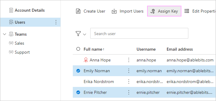 Assign a subscription key with the Assign Key icon.