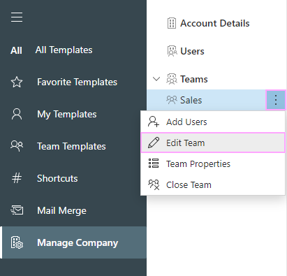 Opt for Edit Team.