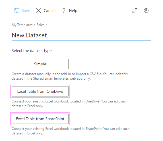 Connect Excel table from OneDrive or SharePoint.