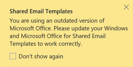 Outdated version of Microsoft Office error.
