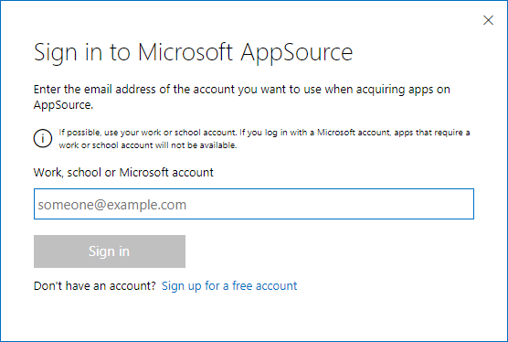 Sign in to App Source.
