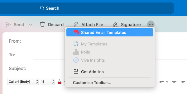 Open the Shared Email Templates pane.