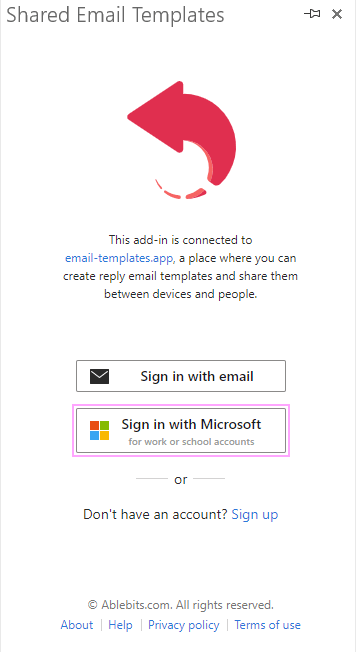The Sign in with Microsoft button