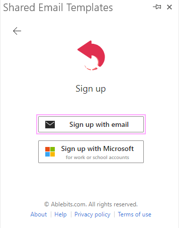 The Sign up with email button