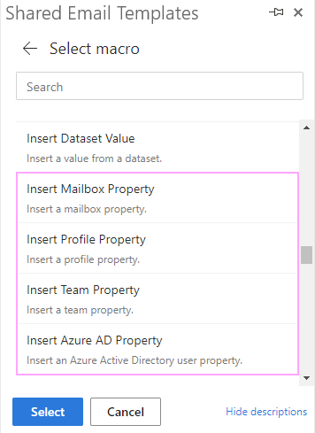 Select the ~%Insert macro for the required property.
