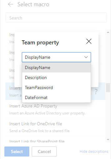 Choose the property you want to use.