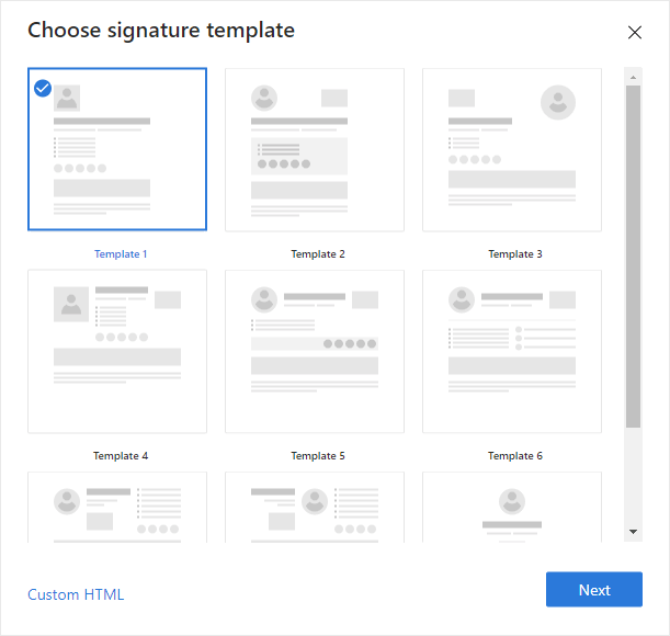 Select a signature template.