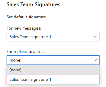 Pick a default signature for replies and forwarding emails.
