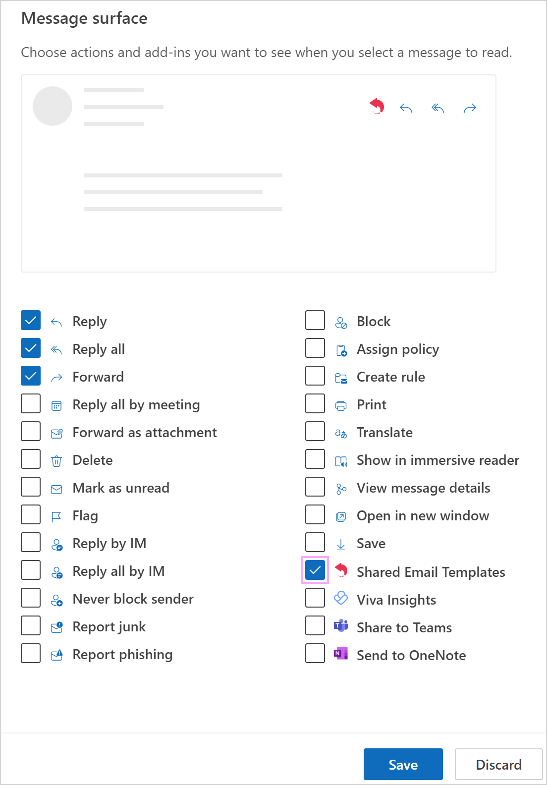 The Shared Email Templates checkbox selected