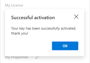Your key has been successfully activated.