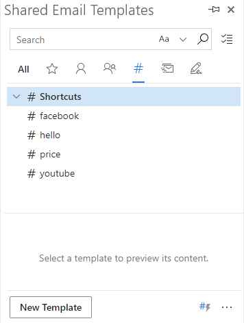 Available shortcuts
