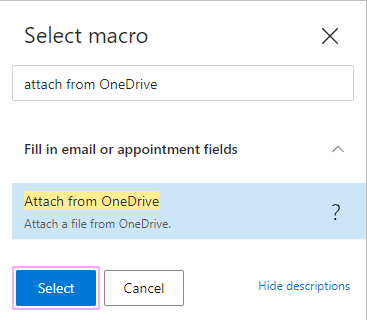 Select to attach from OneDrive.