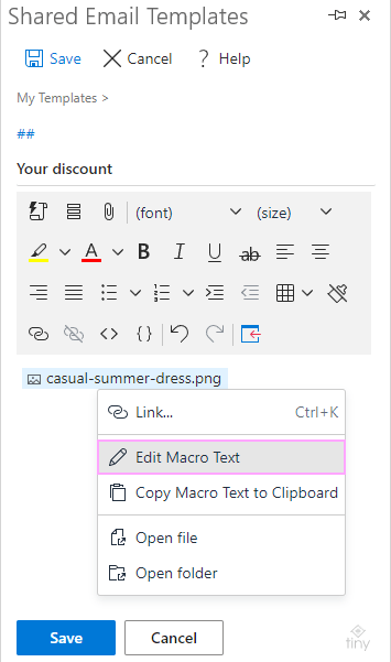 The Edit Macro Text option