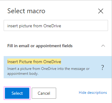 Insert Picture from OneDrive