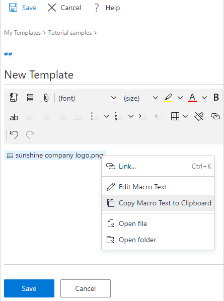 Use Copy Macro Text to Clipboard.