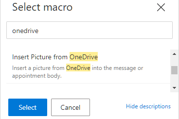 Click Insert Picture from OneDrive.