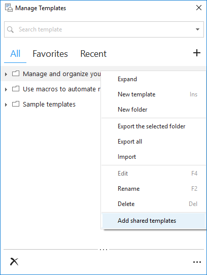 Add shared templates in Outlook.