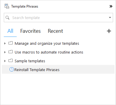 A list of template shortcuts.