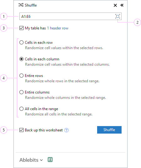 Select the shuffling mode that suits you best.