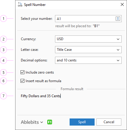 How to turn numbers into words with the help of Ultimate Suite for Excel