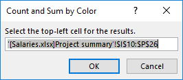 Paste the result of Sum by One Color calculations.