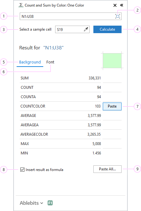 How to quickly count and sum colored cells in Excel