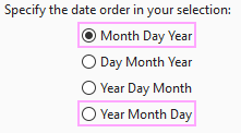 Specify the order of date units.
