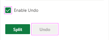 Tick Enable Undo to be able to Undo.