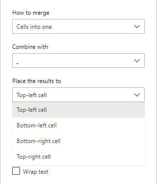 Select a cell for the resulting values.